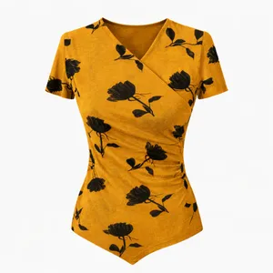 بلوز آستین کوتاه یقه هفت زنانه مدل مبینا کد ۲۳