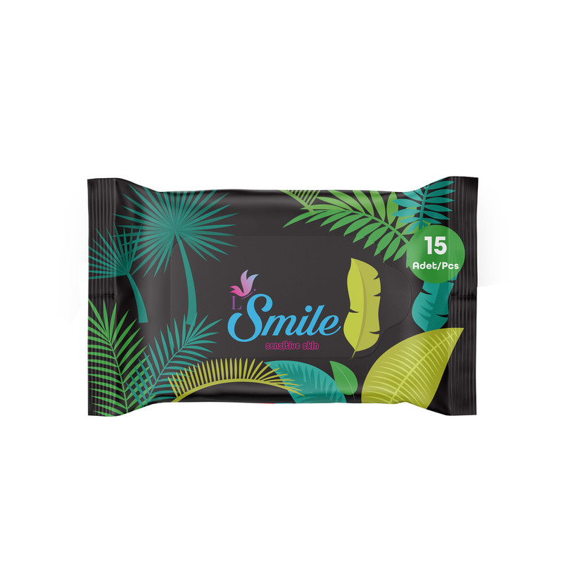 دستمال مرطوب اسمایل مدل sensitive skin بسته 15 عددی