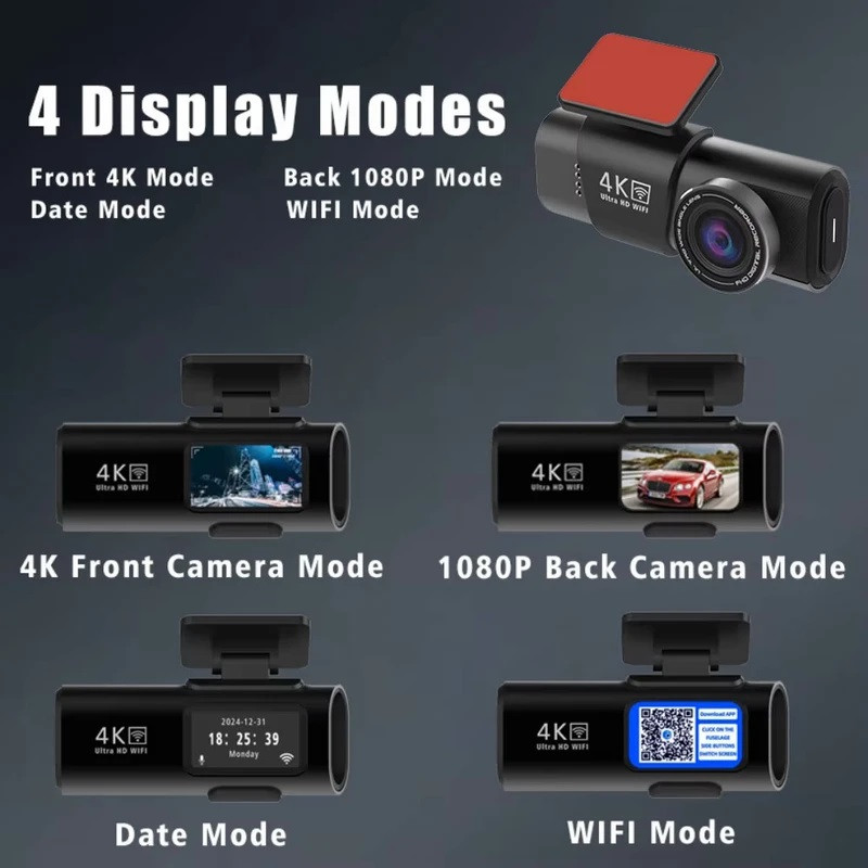 دوربین فیلمبرداری ثبت وقایع خودرو مدل OK309-4K-WiFi-GPS به همراه دوربین عقب