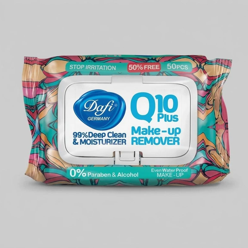 دستمال مرطوب دافی مدل Q10 PLUS STOP IRRIATION بسته 50 عددی