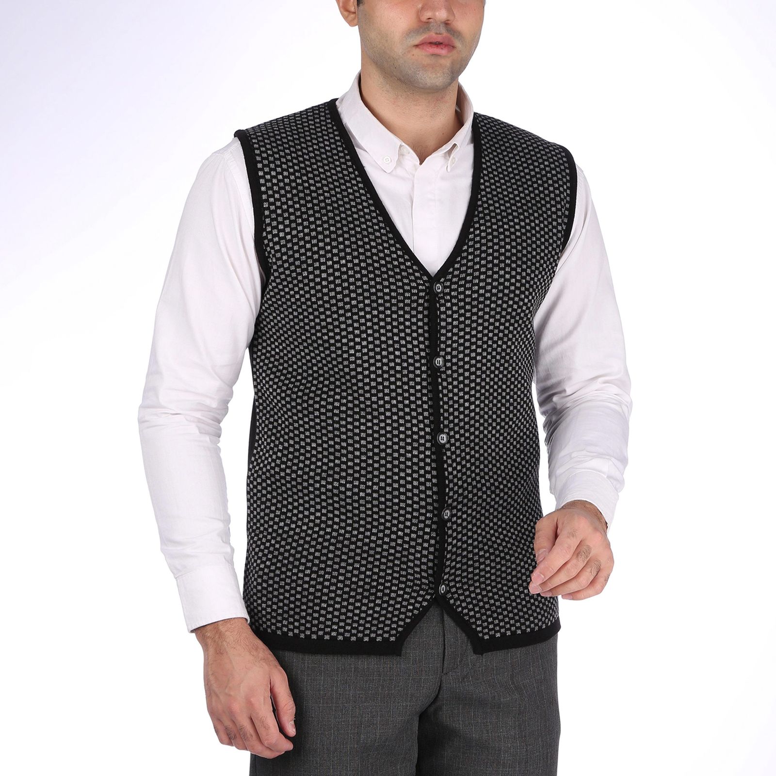 ژیله مردانه تریکو پاییزان مدل J800 رنگ مشکی -  - 1