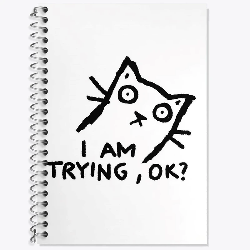 دفتر زبان 50 برگ خندالو مدل دو خط طرح گربه پر تلاش کد 29296