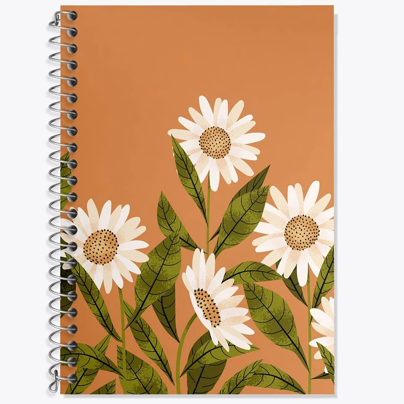 دفتر زبان 50 برگ خندالو مدل دو خط طرح گل بابونه کد 29532