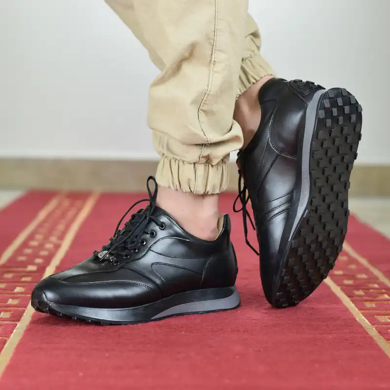 کفش روزمره مردانه کرمانی مدل چرم دستدوز طبیعی کد 506 رنگ مشکی