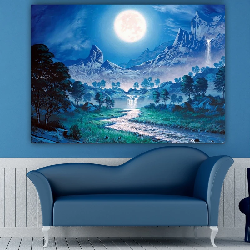 پوستر پارچه ای طرح شب کوهستانی کد FP104015