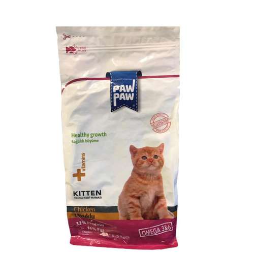 غذای خشک بچه گربه پاو پاو مدل کیتن طعم مرغ وزن 1.5 کیلوگرم