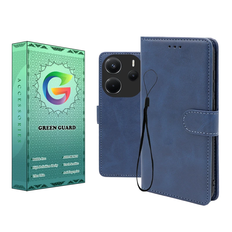 کیف کلاسوری گرین گارد طرح چرمی مدل Landing کد 03 مناسب برای گوشی موبایل شیائومی Redmi Note 14 4G به همراه بند آویز