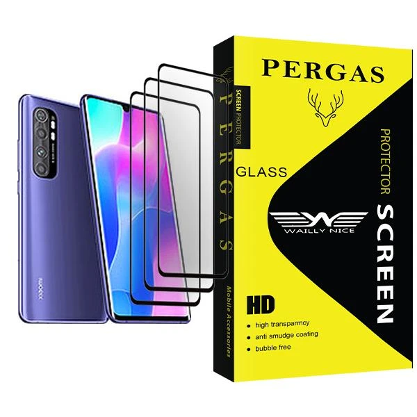 محافظ صفحه نمایش وایلی نایس مدل Pergas Glass MIX003 مناسب برای گوشی موبایل شیائومی Mi Note 10 Lite بسته سه عددی
