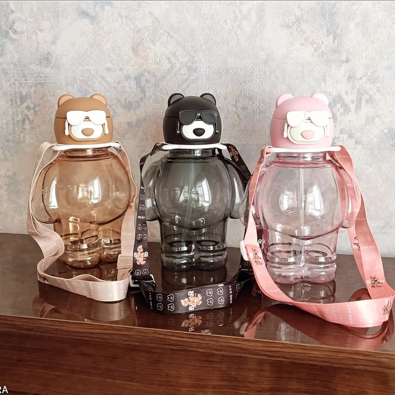 قمقمه کودک مدل نی دار طرح خرس کد 5 گنجایش 0.5 لیتر