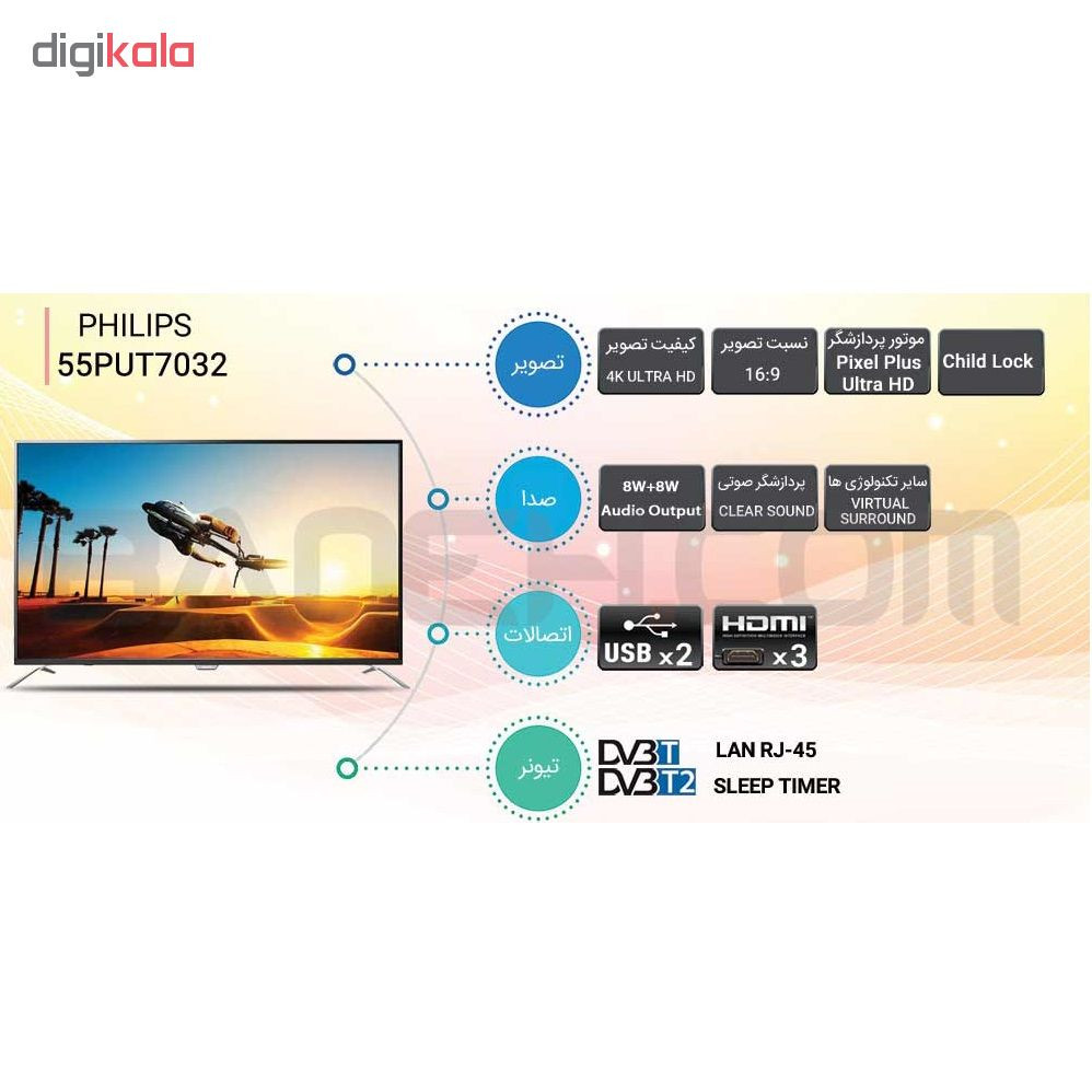 تلویزیون ال ای دی هوشمند فیلیپس مدل 55PUT7032 سایز 55 اینچ