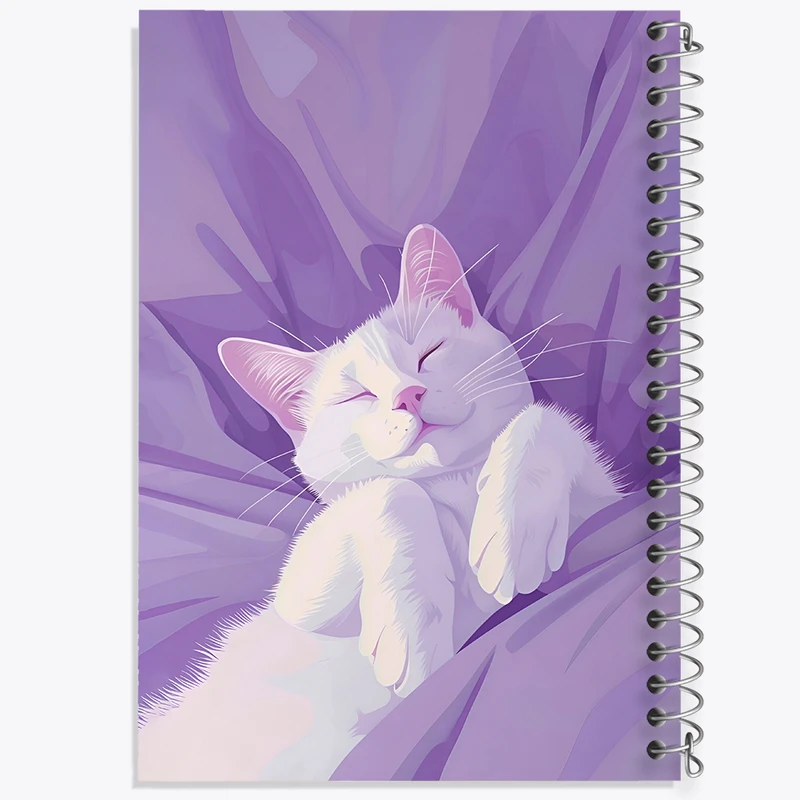 دفتر نقاشی 50 برگ خندالو طرح گربه و رنگ بنفش کد F7288
