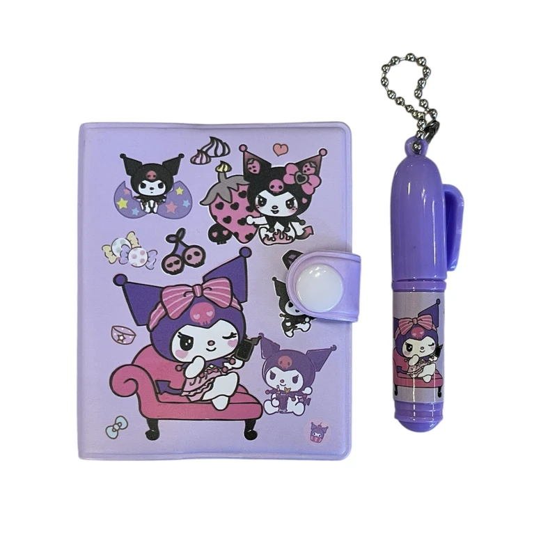 دفترچه یادداشت ۳۰ برگ مدل دکمه ای‌ طرح کرومی به همراه خودکار