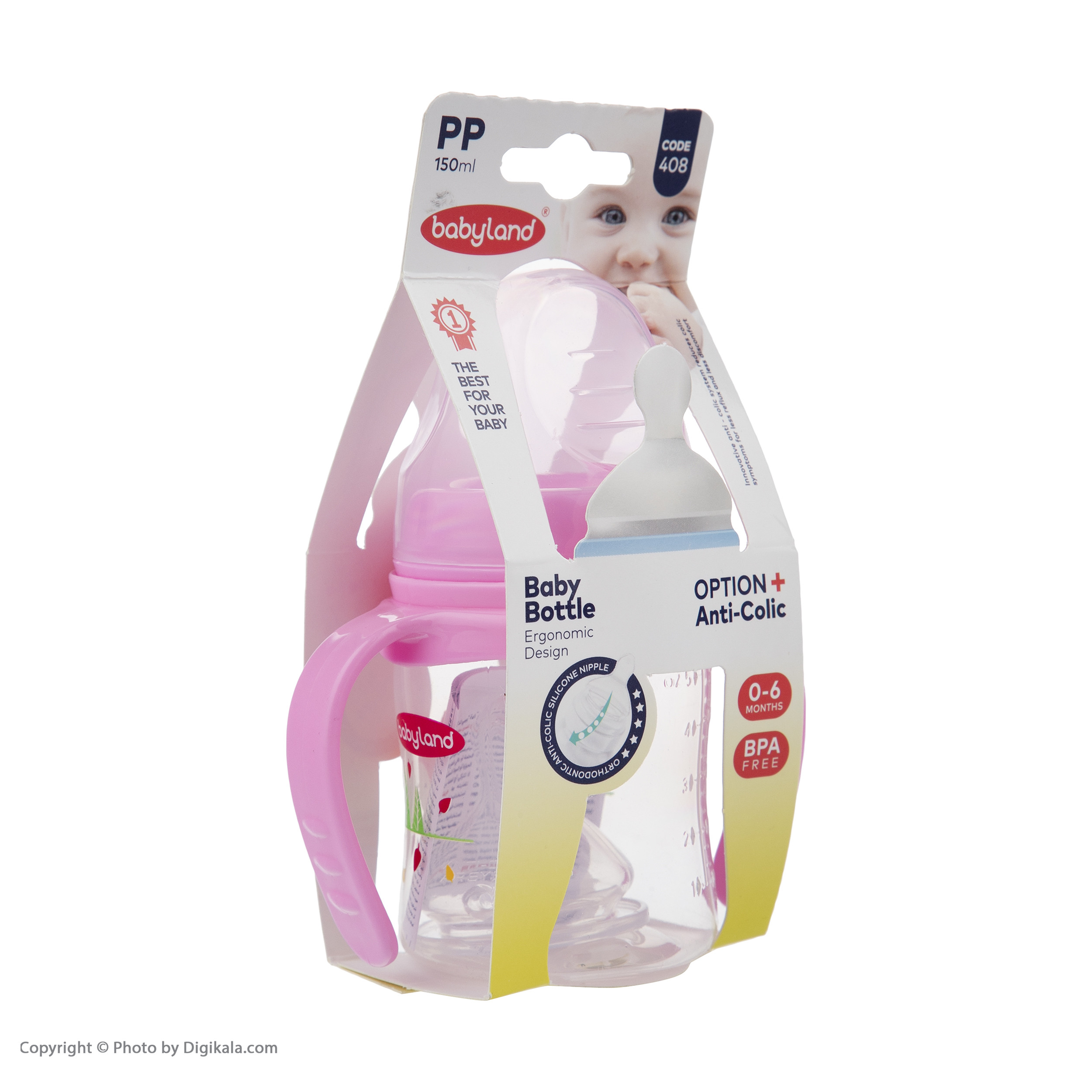 شیشه شیر بیبی لند مدل 408 گنجایش 150 میلی لیتر