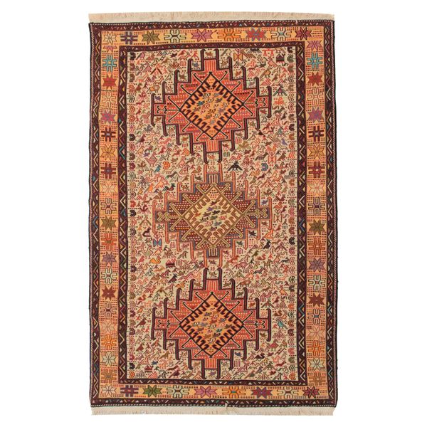 گلیم دستباف دو متری طرح سوزنی کد 607