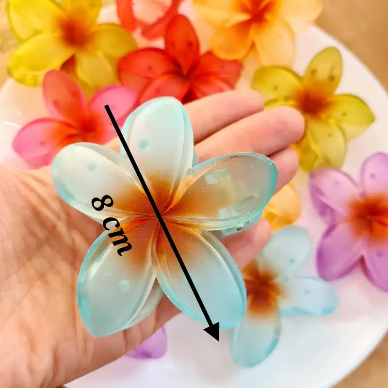 کلیپس مو زنانه مدل گل پنچ پر استوایی شفاف کد PL360