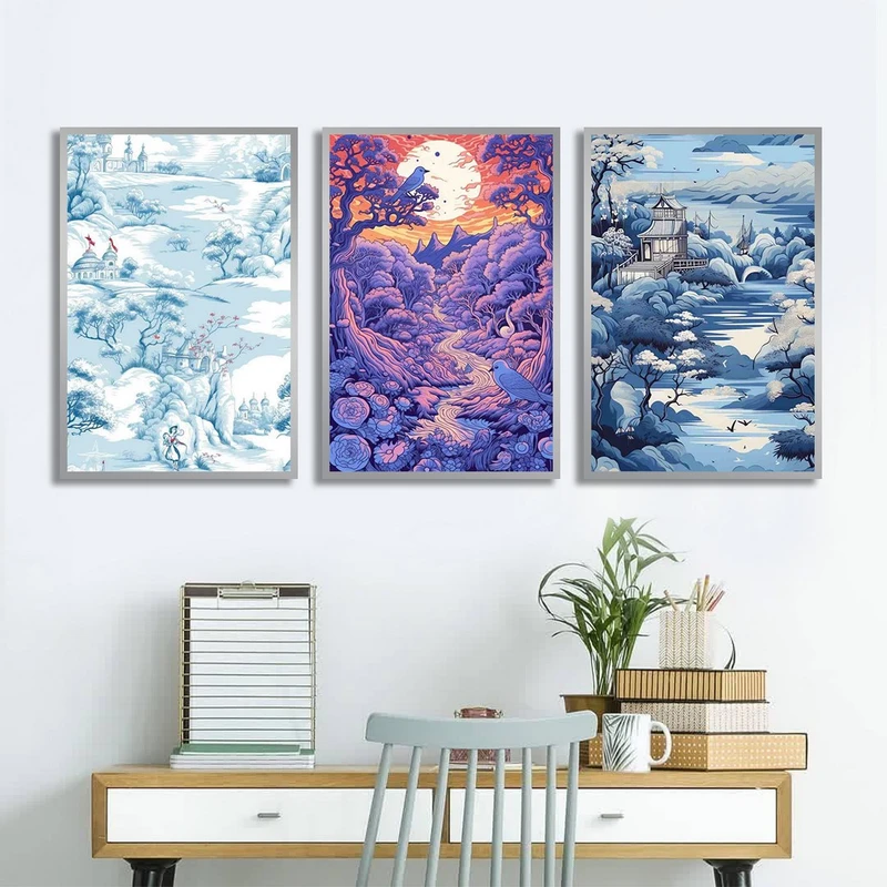 تابلو بکلیت طرح طبیعت زمستان مدل شاین اکلیلی SI-1189 مجموعه 3 عددی