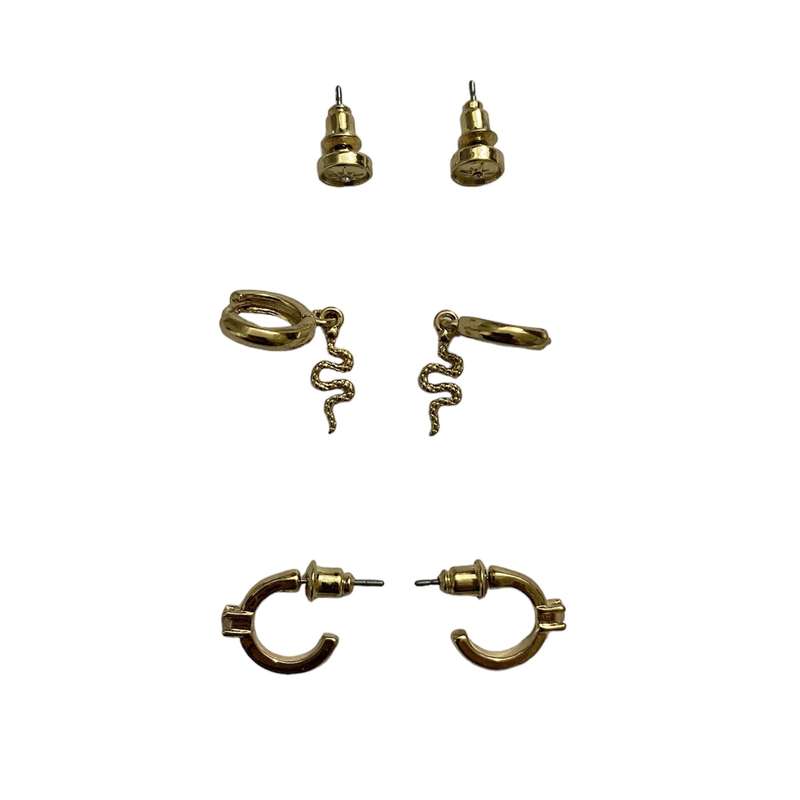 گوشواره زنانه مدل مار مجموعه سه عددی