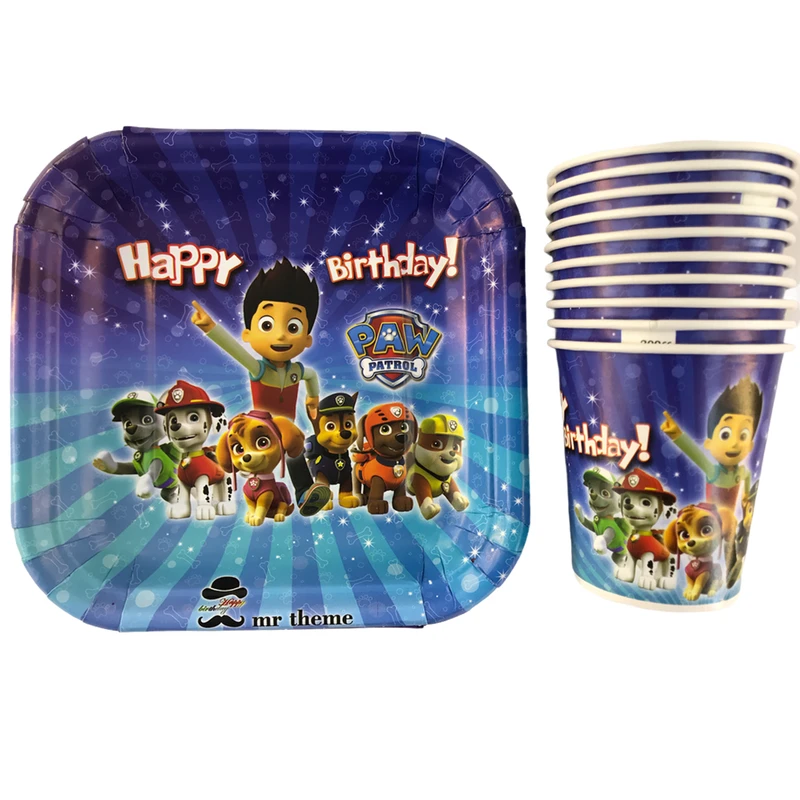 پیش دستی و لیوان یکبارمصرف مسترتم طرح سگهای نگهبان پلاس بسته 20 عددی