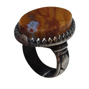 انگشتر نقره مردانه مدل جاسپر فسیلی کد JF116310