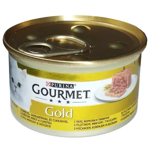 کنسرو غذای گربه گورمت مدل مرغ و هویج وزن 85 گرم 