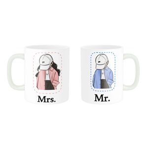 ماگ ناریکو طرح فانتزی مدل ست عاشقانه Mr Mrs کد 05 مجموعه دو عددی