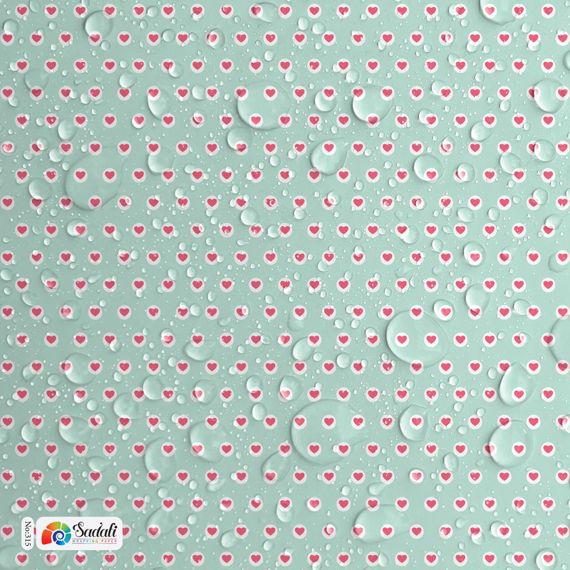 کاغذ کادو مدل صدفی طرح بارش قلب بسته 5 عددی