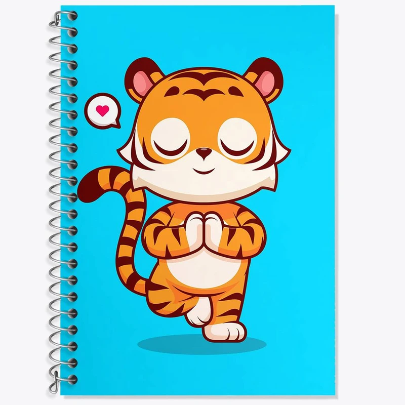 دفتر زبان 50 برگ خندالو مدل سه خط طرح حیوانات بامزه ببر کد 29448