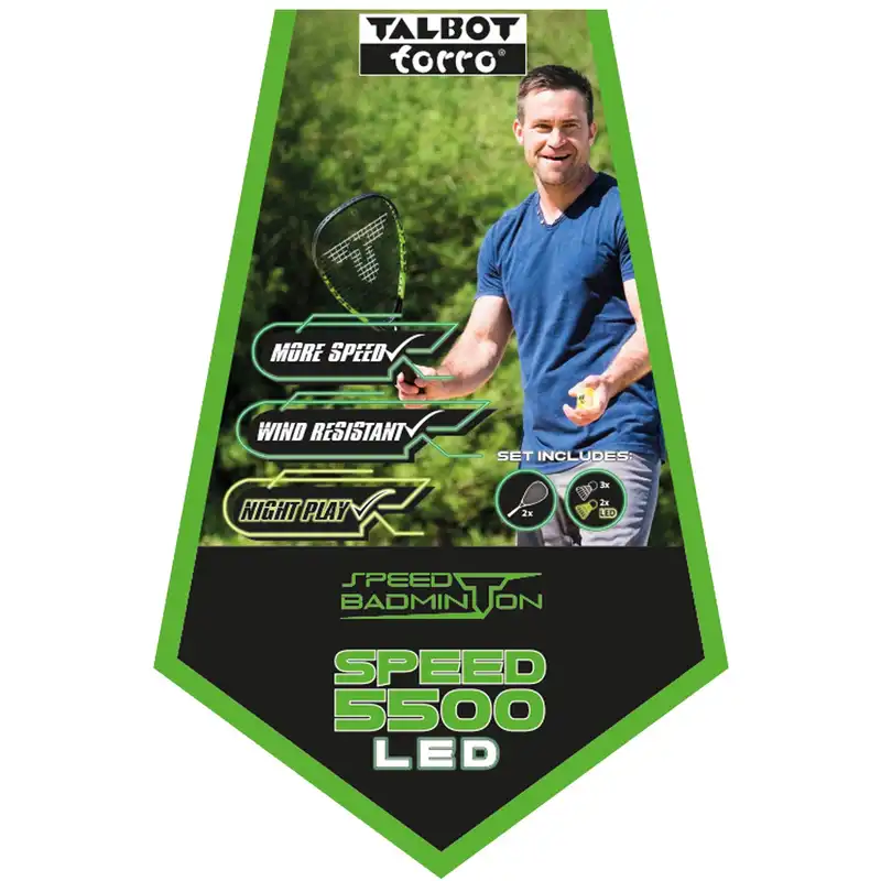 راکت بدمینتون تالبوت تورو مدل Set SPEED 5500 LED بسته 2 عددی