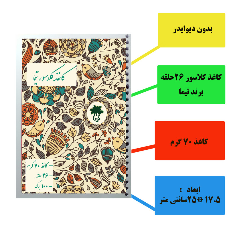کاغذ کلاسور تیما مدل Eslim-bird بسته 100 عددی کاغذ کلاسور تیما مدل Eslim-bird بسته 100 عددی