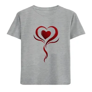 تی شرت آستین کوتاه دخترانه مدل قلب D124