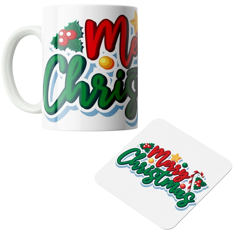 ماگ پاد آفرین مدل کریسمس کد DKC1314 به همراه زیر لیوانی