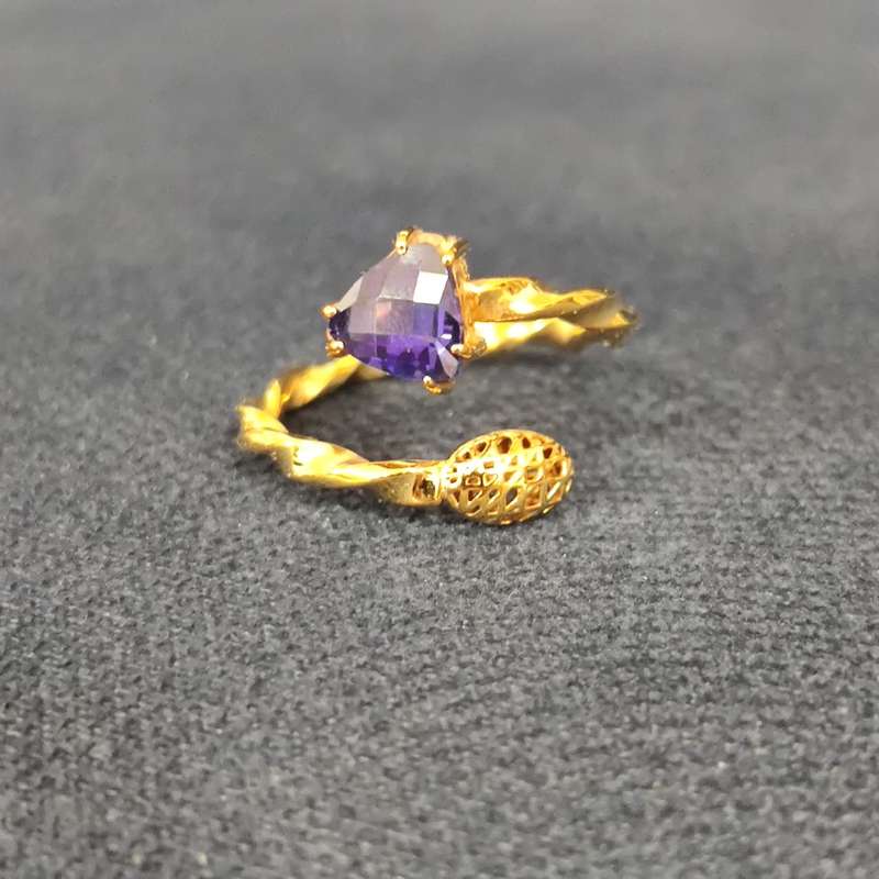 انگشتر طلا 18 عیار زنانه قیراط طرح بیضی کد GH1551