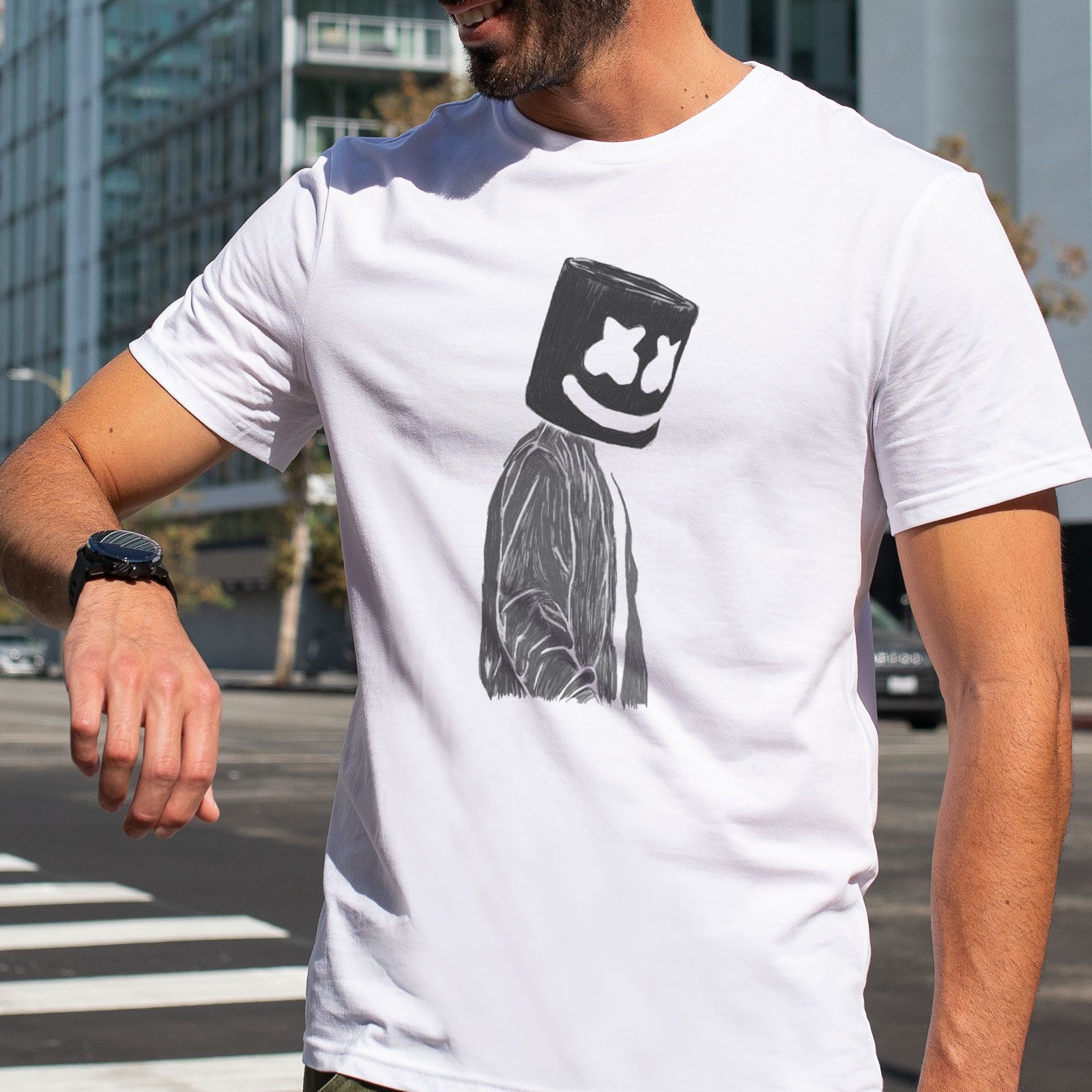 تی شرت آستین کوتاه مردانه هومرو مدل TW366 طرح مارشملو -  - 6