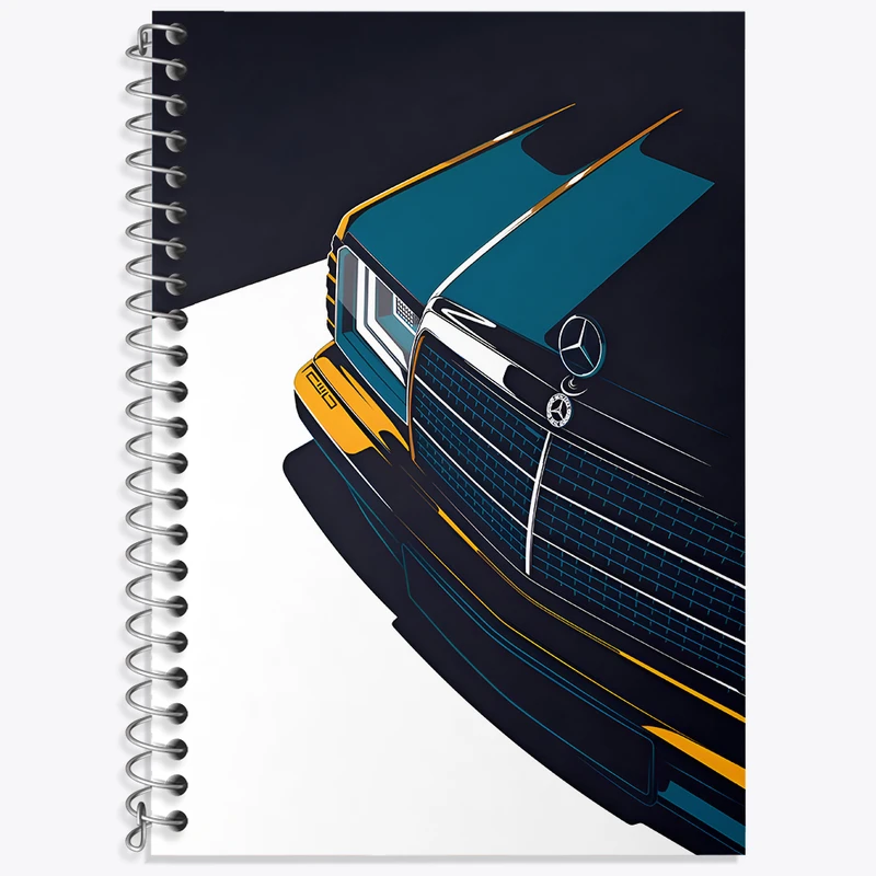 دفتر زبان 50 برگ خندالو مدل دو خط طرح ماشین بنز کد N4387