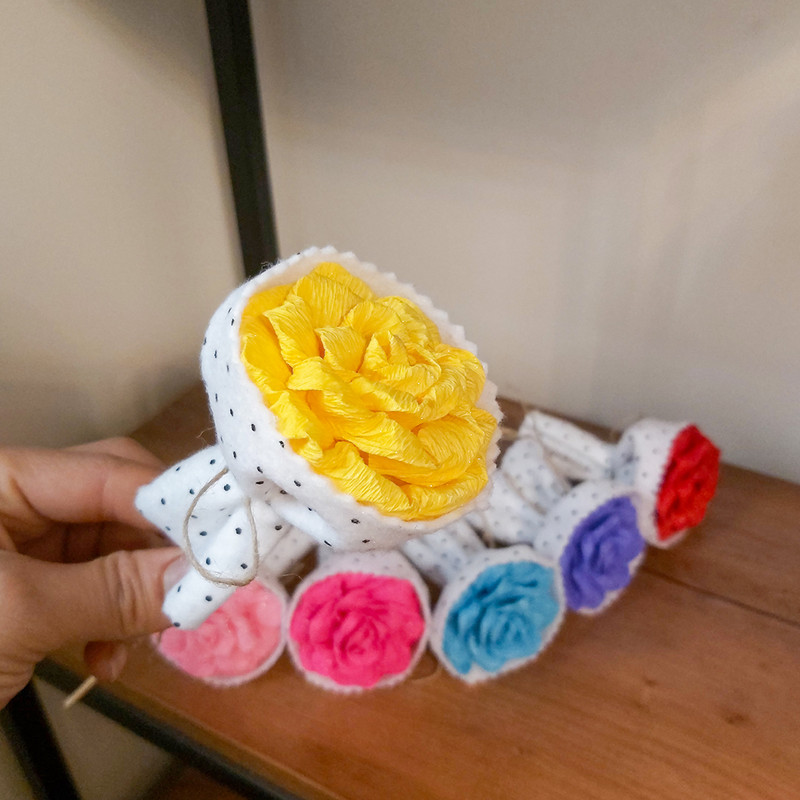 گل مصنوعی مدل رز کاغذی بسته 6 عددی