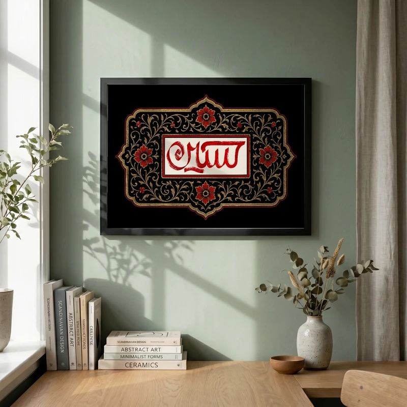 تابلو طرح شهادت امام حسین (ع) مدل G14322 فریم مشکی