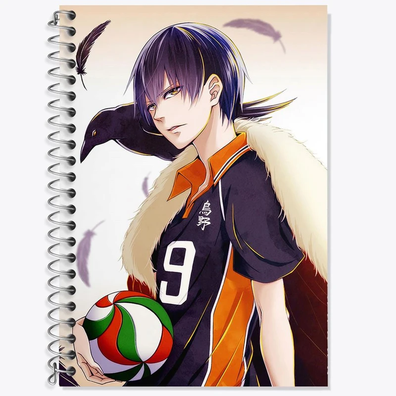 دفتر زبان 50 برگ خندالو مدل دو خط طرح کاگیاما توبیو انیمه هایکیو Haikyu کد 17744