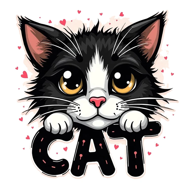 استیکر پارچه و لباس پاد آفرین مدل کارتونی طرح گربه کد S1568