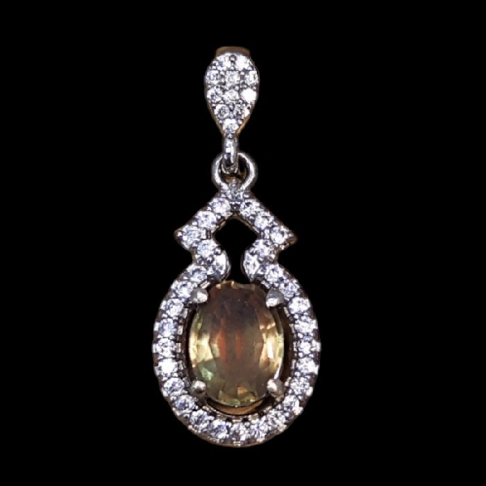 آویز گردنبند نقره زنانه مدل الکساندریت کد 6500