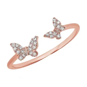 انگشتر طلا 18 عیار زنانه قیراط طرح پروانه کد GH3635