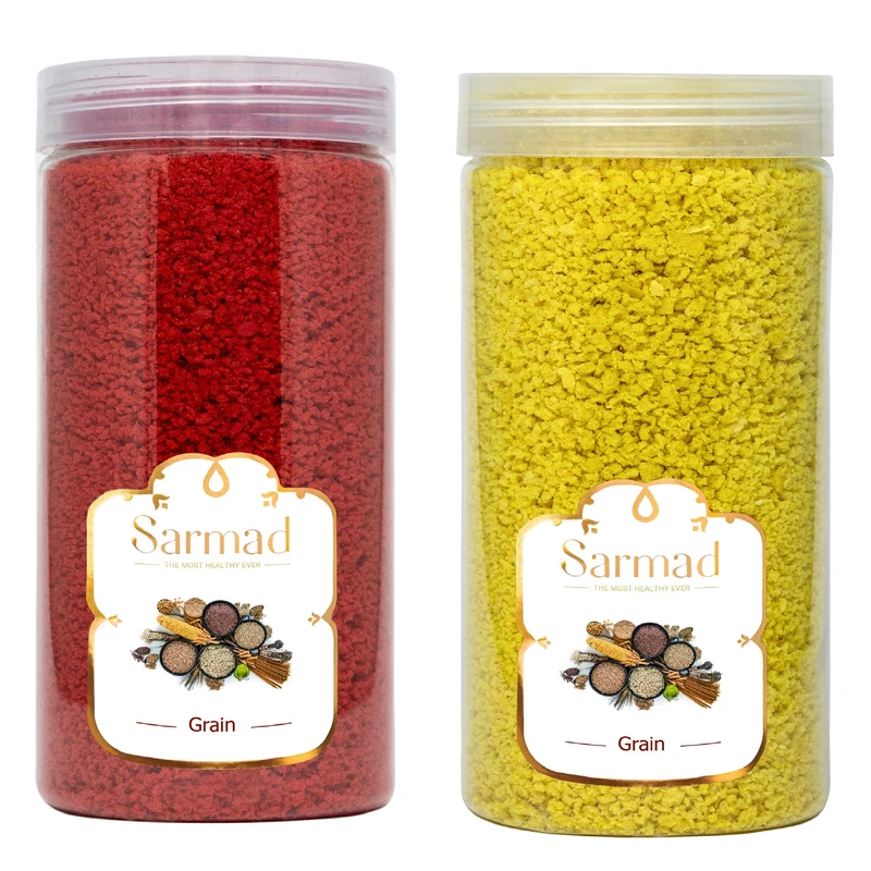 پودر سوخاری قرمز و زرد ممتاز سرمد - 300 گرم بسته 2 عددی
