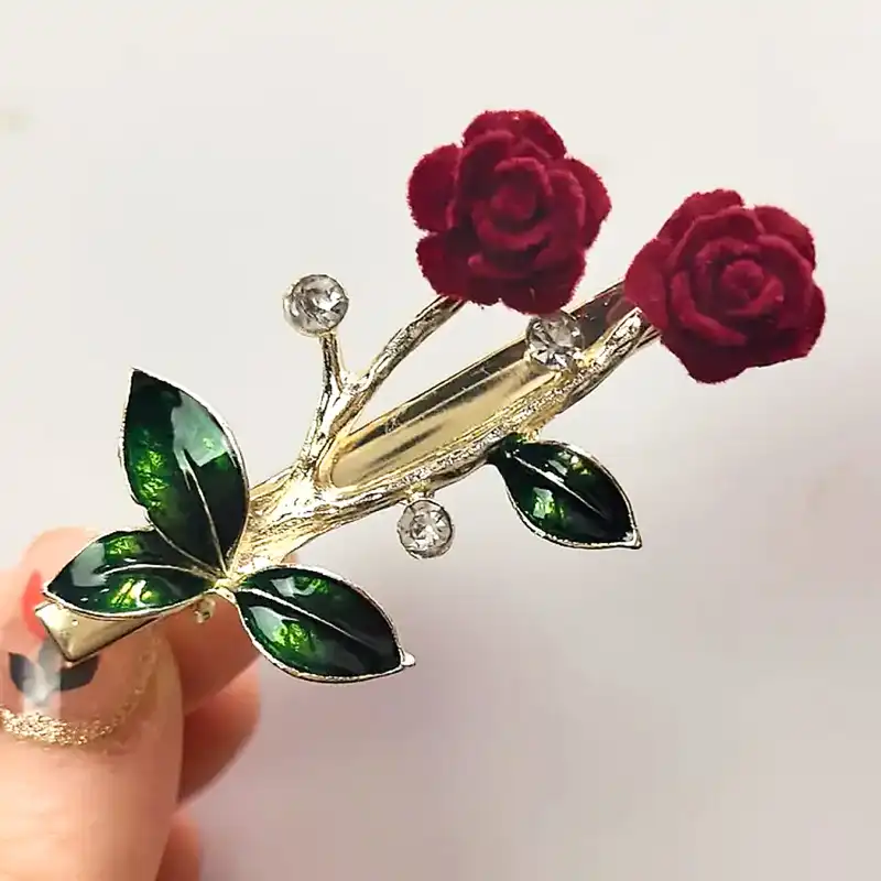 گیره مو زنانه مدل گل رز لوکس پنسی brg 887