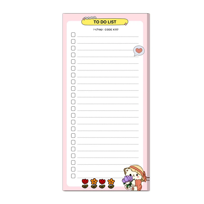 کاغذ یادداشت آی چاپ مدل تو دو لیست طرح دخترانه کد K117 سایز 10*20 سانتی متر بسته 50 عددی