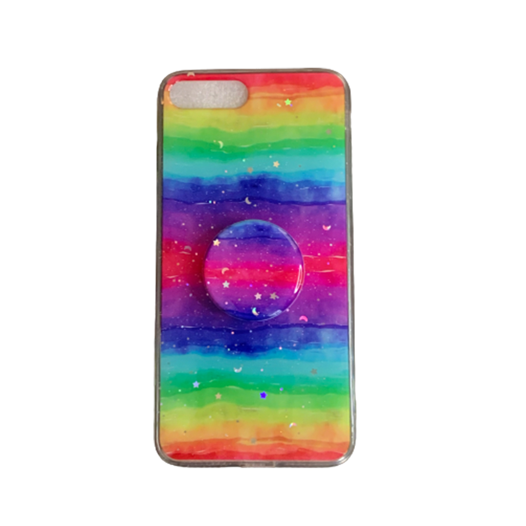 کاور مدل رنگین کمانی مناسب برای گوشی موبایل اپل Iphone 7plus به همراه پاپ سوکت