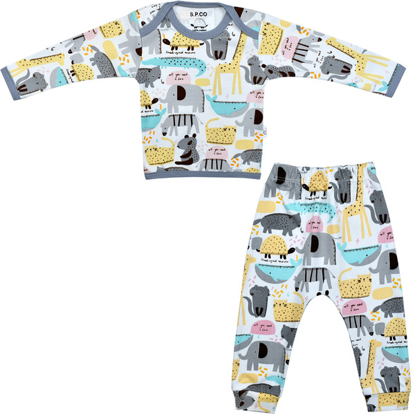 ست تی شرت و شلوار نوزادی اسپیکو مدل zoo کد 1