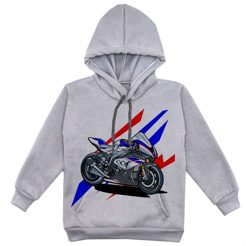 هودی پسرانه مدل  موتور کد F218 رنگ طوسی