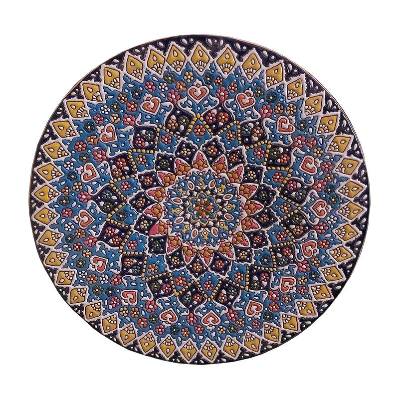 بشقاب دیوارکوب سفالی مدل میناکاری