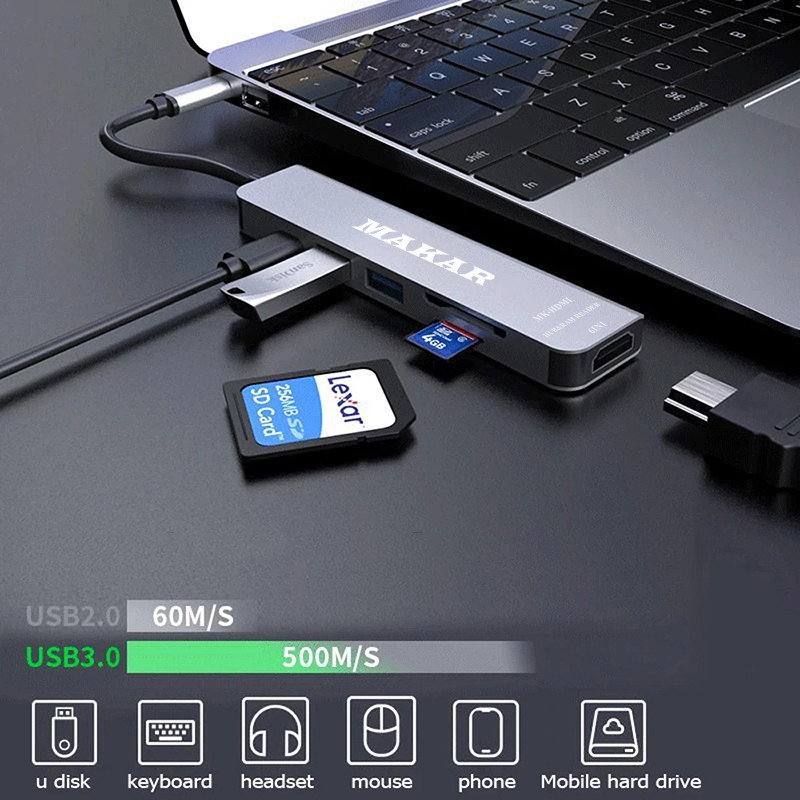 هاب 6 پورت USB-C ماکار مدل MK-HDMI