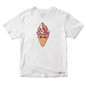تی شرت آستین کوتاه پسرانه مدل بستنی قیفی کد SH028 رنگ سفید