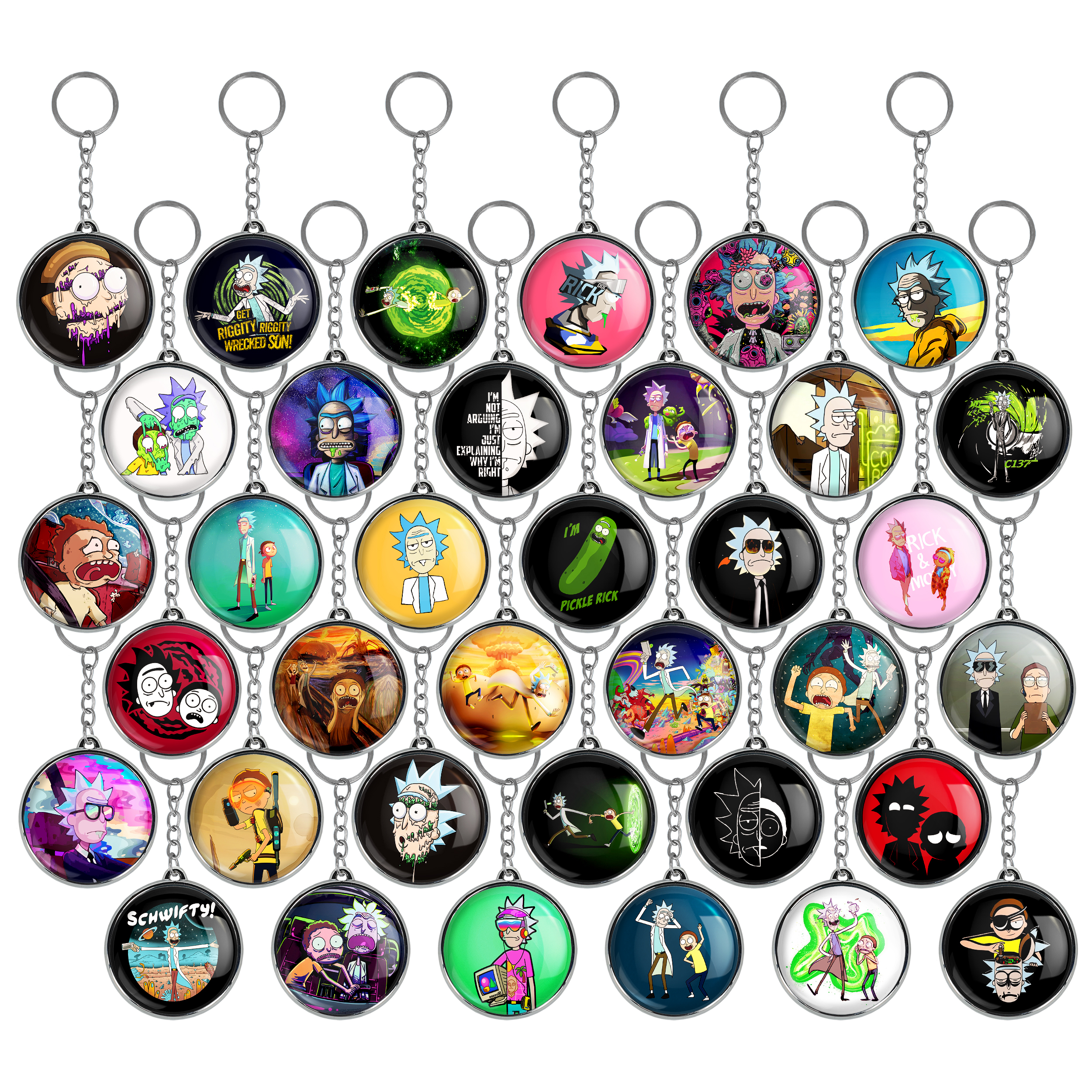 جاکلیدی خندالو طرح ریک و مورتی Rick and Morty مدل دوطرفه کد 107 مجموعه 36 عددی